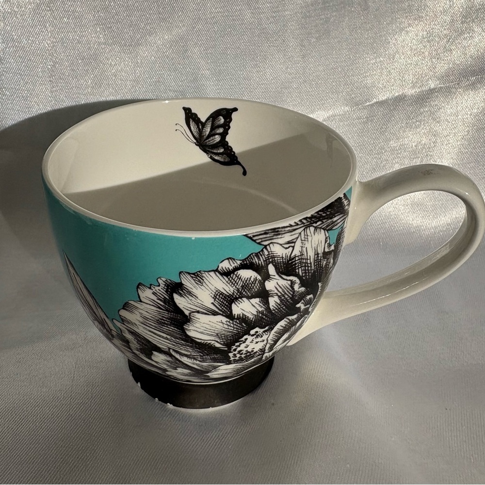 Portobello by design Floral Butterfly Teal Mug